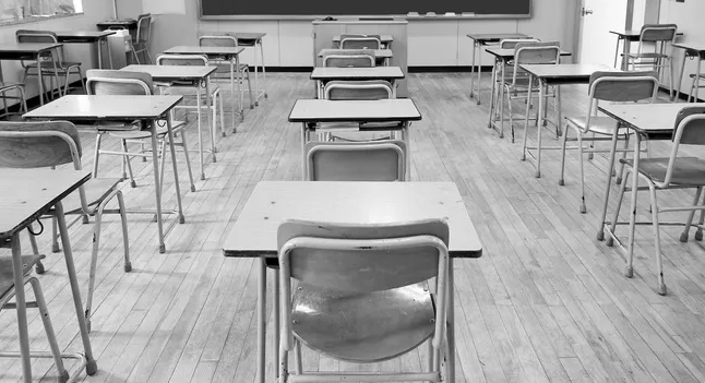 Classroom interior with students at desks