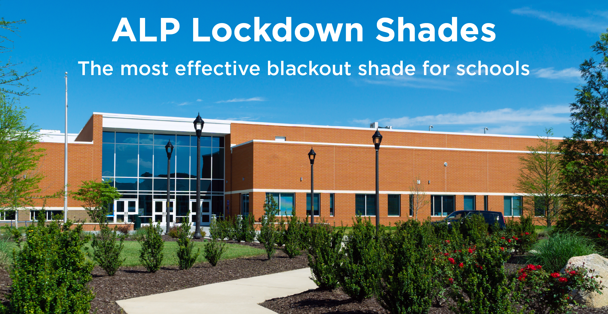 ALP Lockdown Shades school building graphic.